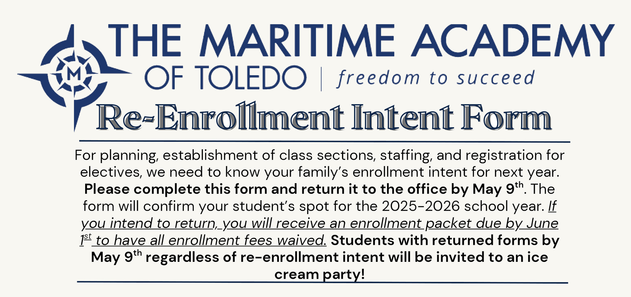Re-Enrollment Intent Form Instructions
