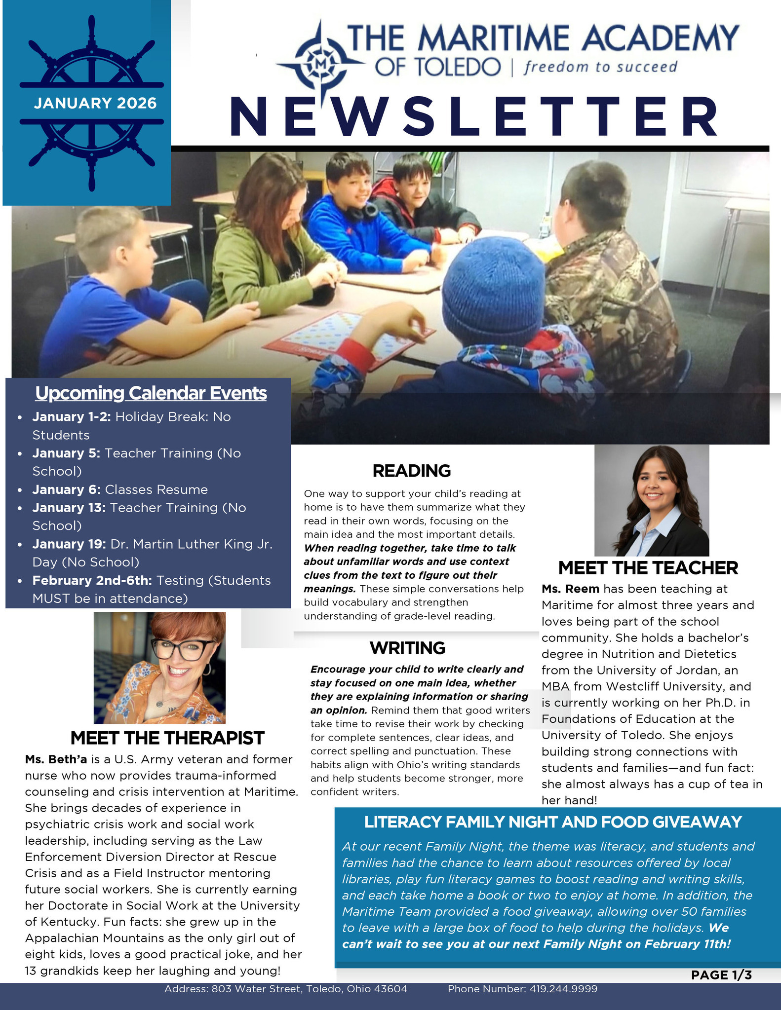 January 2026 Newsletter, Page 1